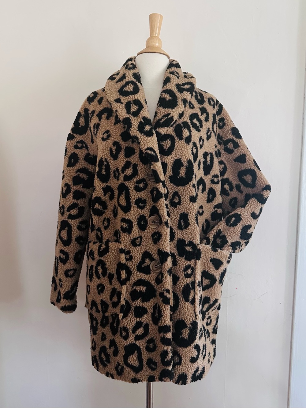 Jessica Simpson Carmen Coat Leopard Faux Fur Teddy Jacket Size Small